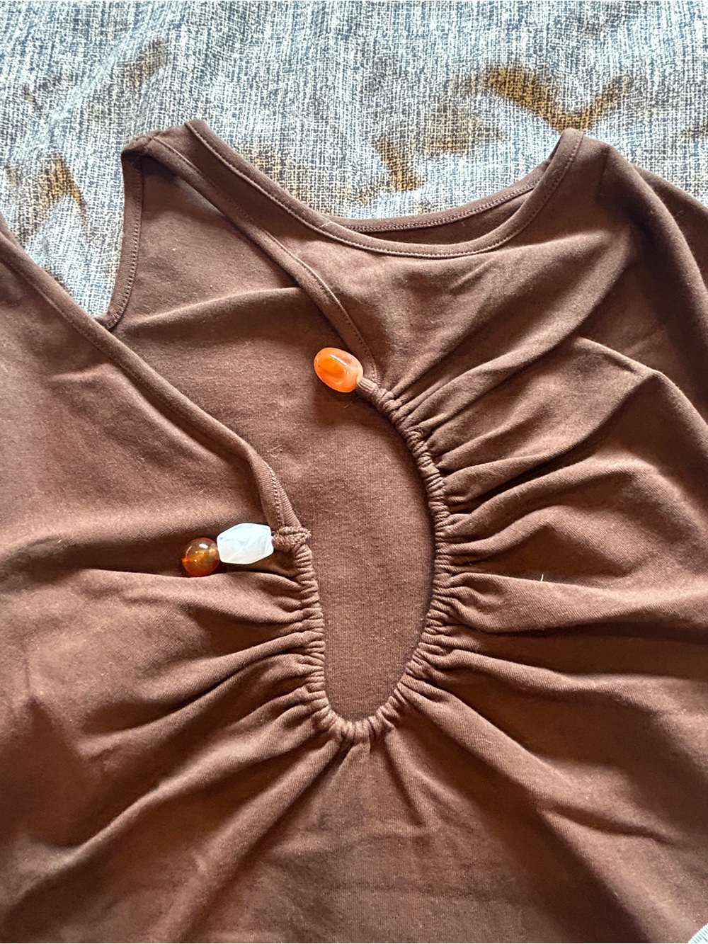 Asymmetrical Ruched Top With Stone Detail - Picture 5 of 11